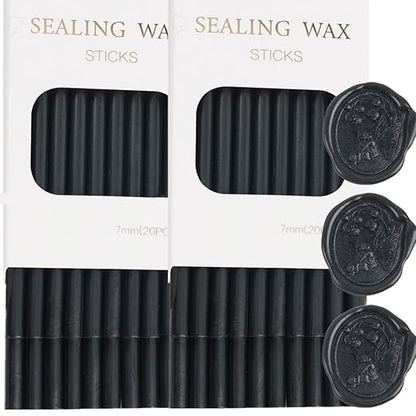 Wax Seal Sticks, ONWINPOR 40Pcs Black Wax Sealing Sticks with Glue Gun, Glue Gun Waxsealsticks Set Great for Waxseal Stamp, Wedding Invitations, Envelopes, Gift Wrapping (40, Black)