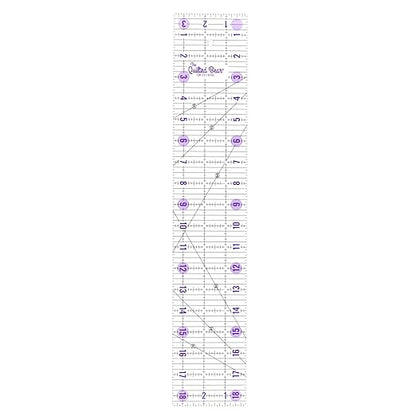 The Quilted Bear Quilting Rulers - Transparent Acrylic Non Slip Quilting, Patchwork & Sewing Ruler with Clear Black Lines & 30, 45 & 60 Degree Angles (3.5" x 18.5")