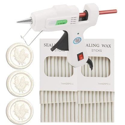 40Pcs Pearl White Wax Seal Sticks with 0.28'' Glue Gun, Great for Wedding, Envelopes, Gift Wrapping