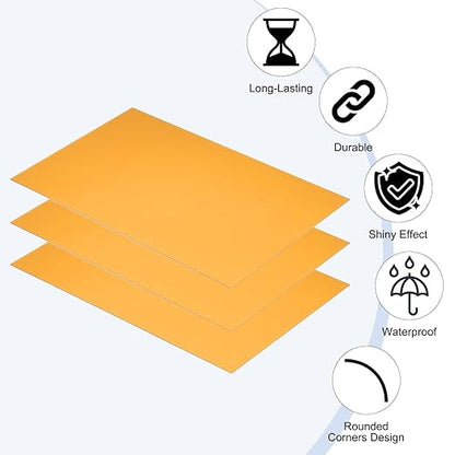 PATIKIL 5x8 Inch Anodized Aluminum Sheet Metal, 10Pcs Laser Plates Engraving Blanks 0.5MM Thin Rectangle for Crafting DIY House Laser Engraving, Yellow