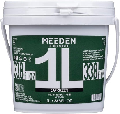 MEEDEN Sap Green Acrylic Paint: 1 L /33.8 oz Heavy Body Gloss Non-Toxic - Thick Art Paints for Canvas Crafts Wood Metal Plastic Wall
