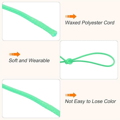 MECCANIXITY Waxed Cord 1mm Waxed Polyester Cord 175 Yard Wax String for Bracelet Making,Necklaces, Beading,Jewelry Making and DIY Crafts(Light Green)