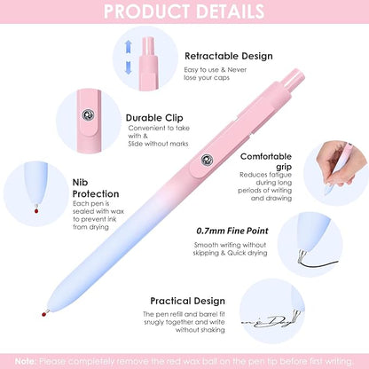Gel Pens, 10pcs 0.5mm Gel Pens Cute Black Ink Fine Point Pens With Smooth Writing, Quick Dry Pens For Journaling,Teacher Work Desk Accessories Office School Supplies for Men Women Student