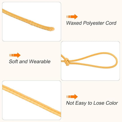 MECCANIXITY Waxed Cord 2mm Waxed Polyester Cord 98 Yard Wax String for Bracelet Making, Necklaces, Beading, Jewelry Making and DIY Crafts(Yellow)