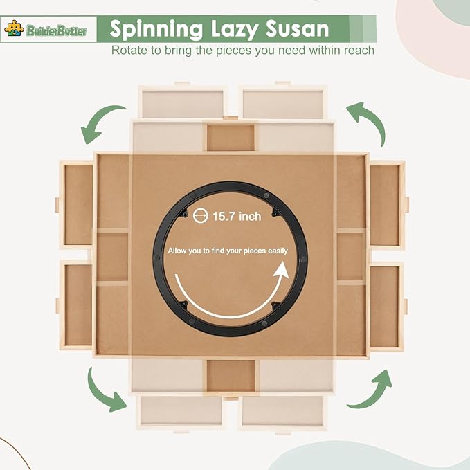 1000 Pieces Rotating Puzzle Board with 6 Drawers,30.16"x22.44" Portable Wooden Jigsaw Puzzle Table with Lazy Susan Spinning Cover