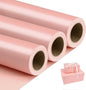 NESCCI Pink Matte Wrapping Paper,Solid Color Pearly-Lustre Paper-3 Roll,17 Inches X 32.8 Feet Per roll.Gift Wrapping Paper,Perfect for Wedding,Valentine's Day,Birthday, Christmas,Baby Shower.