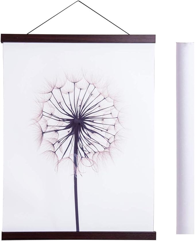 Artmag Magnetic Poster Hanger Frame, 12x18 12x16 12x24 Light Wood Wooden Magnet Canvas Artwork Print Poster Hangers Frames Hanging Kit (Walnut, 12")