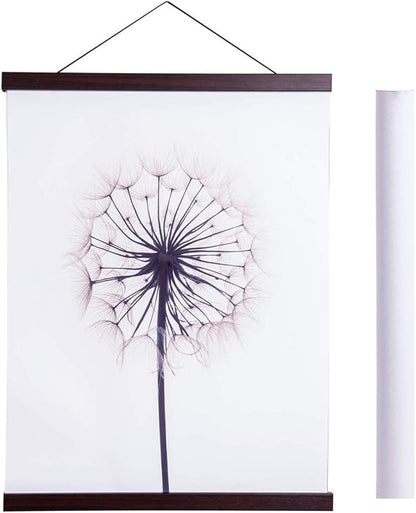Artmag Magnetic Poster Hanger Frame, 21x28 21x36 21x16 Light Wood Wooden Magnet Canvas Artwork Print Dowel Poster Hangers Frames Hanging Kit (Walnut, 21")