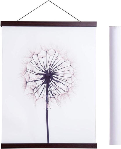 Artmag Magnetic Poster Hanger Frame, 24x36 24x32 24x18 Light Wood Wooden Magnet Canvas Artwork Print Poster Hangers Frames Hanging Kit (Walnut, 24")