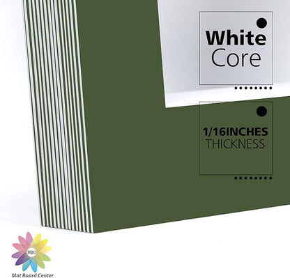 Mat Board Center, Pack of 10, 11x14 for 8x10 Rock Garden Color Mats - Acid Free, 4-ply Thickness, White Core - for Pictures, Photos, Framing
