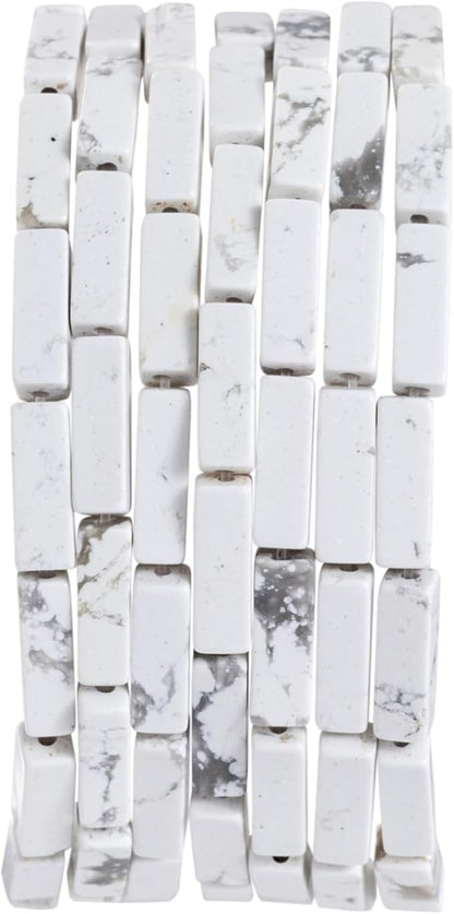 Natural White Turquoise Rectangle Tube Beads 4x13mm 38cm/str Loose Semi Gemstone Stone Beads for Making Bracelets Necklace Earrings