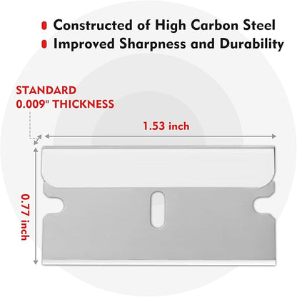 WORKPRO 100-Pack Single Razor Edge Blades, Industrial Scraper Razor Blades, High Carbon Steel One Edge Razor Blades