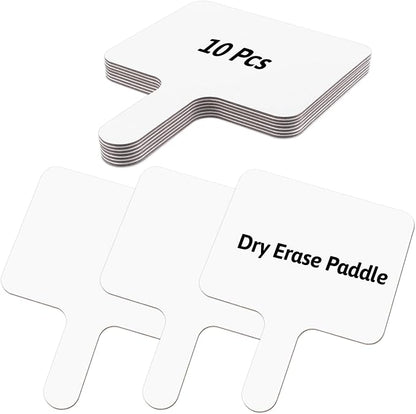 10 Pcs Dry Erase Answer Paddles 10x8 Inch Handheld White Boards Mini Double Sided Dry Erase Signs Small Auction Paddles for Students Teachers Office Classroom Meeting Voting Family Games Party