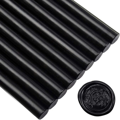 Black Large Sealing Wax Sticks for Hot Melting Glue Gun - Pack of 12 - Homemade Wax Seals for Thanks Card Envelope, Event Party Invitation, Hallowen Decors
