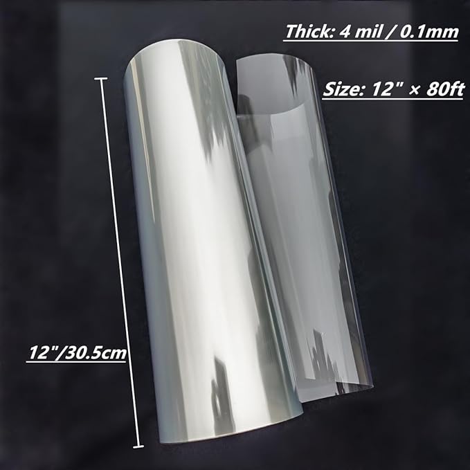 Transparency Mylar Stencils Sheet for Cutting Machines,12inchs x 80ft Rolls 4 mil Clear Blank Template Paper Material Acetate