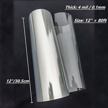 Transparency Mylar Stencils Sheet for Cutting Machines,12inchs x 80ft Rolls 4 mil Clear Blank Template Paper Material Acetate