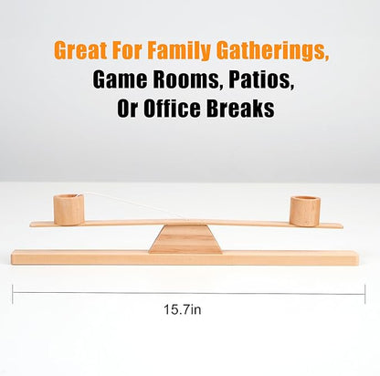 Ring Toss Game, Portable Wooden Tabletop Game for Teens & Adults, Skill Development & Dexterity Challenge, Office Desk Travel Party Camping Game Night Fun