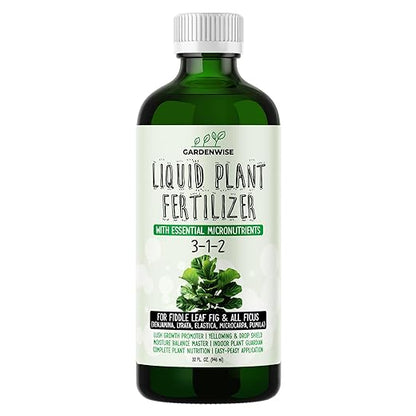 3-1-2 Liquid Fertilizer Concentrate with Micronutrients - Optimal Fiddle Leaf Fig Plant Food, Ideal for Ficus Lyrata & Fig Trees, Gold Leaf Enhanced Indoor Plant Fertilizer (32 OZ)
