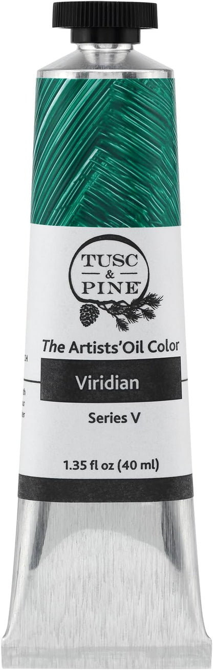 Tusc & Pine Artist Oil Paint - Viridian, 40 ml, Non-Yellowing, Rich & Creamy Consistency, Maximum Pigment Load, Small Batch Milled Oil Paints Made in the USA for Professional Artists