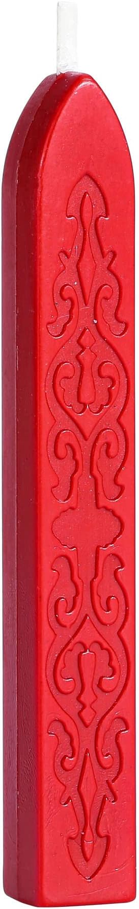 Yoption 5Pcs Sealing Wax Sticks, Vintage Totem Fire Manuscript Bright Red Wax Seal Sticks with Wicks, Sealing Wax for Wax Seal Stamp