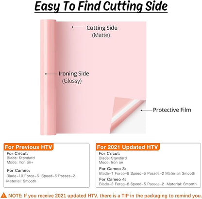 HTVRONT HTV Vinyl Rolls Heat Transfer Vinyl - 12" x 5ft Coral HTV Vinyl for Shirts, Iron on Vinyl for All Cutter Machine - Easy to Cut & Weed for Heat Vinyl Design (Coral)