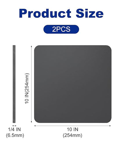 Rocaris 2pcs 10 X 10 X 1/4 Inch A36 Steel Plate Hot Rolled, Metal Square Plate for Construction Boards, Structure Support, Weldable Square and Industrial