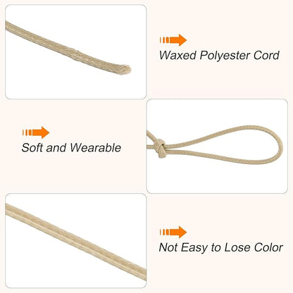 MECCANIXITY Waxed Cord 2.5mm Waxed Polyester Cord 87 Yard Wax String for Bracelet Making, Necklaces, Beading, Jewelry Making and DIY Crafts(Khaki)