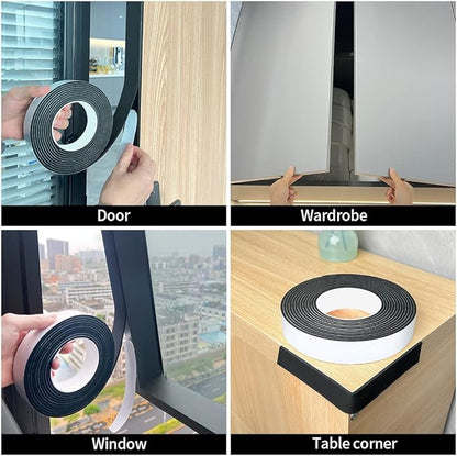 EVA Single-Sided Adhesive Black Foam Tape,2inx16.4FT Single-Sided Sealing Strip Foam Pad Sponge Tape Window Weatherproof, Self-Adhesive Insulation Sealing Tape (Black)