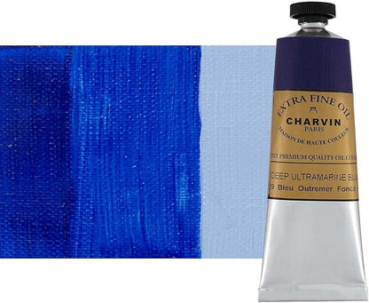 Charvin Extra Fine Oil Paint, Ultramarine Blue Deep 60 mL - Triple-Milled, Rich Texture, Poppy Oil-Based, Light-Fast, Handmade, Archival Quality