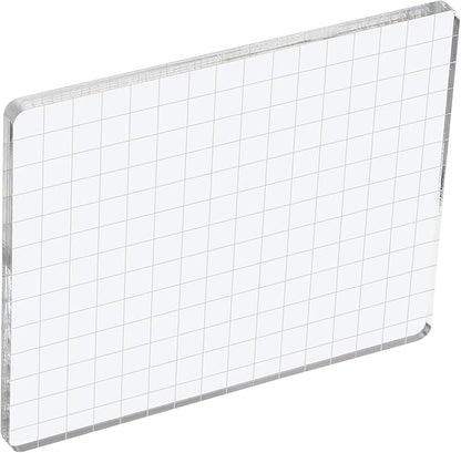 PATIKIL 6" x 5" Acrylic Stamp Block, Clear Stamping Block with Grid Lines Decorative Mounting Blocks Square for Scrapbooking DIY Crafts Card Making