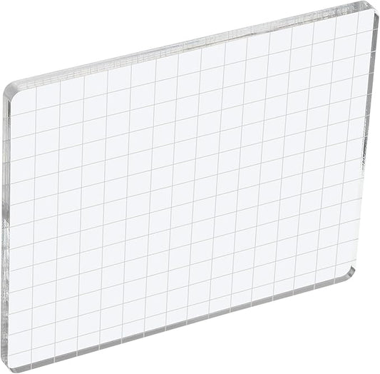PATIKIL 6" x 5" Acrylic Stamp Block, Clear Stamping Block with Grid Lines Decorative Mounting Blocks Square for Scrapbooking DIY Crafts Card Making