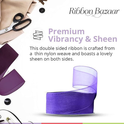 Ribbon Bazaar Sheer Organza Wired Ribbon - 100% Polyester Wire Edged Ribbon for Floral Decor, Table Arrangements, Apparel Embellishment & More - 1-1/2" Red 25yd