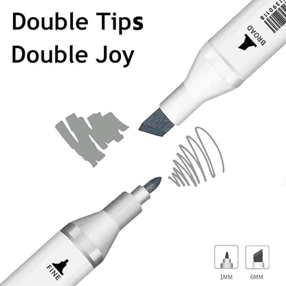 6pcs Grey Gray Alcohol Markers Set for Building Interior Design, Dual Tips Art Markers Drawing Sketched Double Tipped for Adults Kids (Cool Grey)