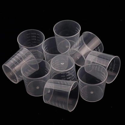 200 Pack 1oz/30ml Plastic Graduated Cups Transparent Scale Cups with 200 Pack Wooden Stirring Sticks for Mixing Paint, Stain, Epoxy, Resin