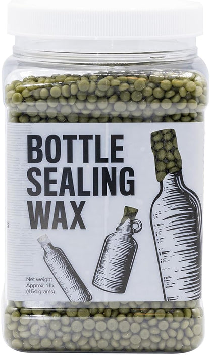 Blended Waxes, Inc. Bottle Sealing Wax, Pastille Wax Seal Beads For Wine, Beer, and Liquor Bottle Sealing, Seals Between 25-30 Bottles, 1 lb, Olive Green