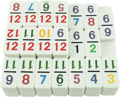 Mexican Train Dominoes Set - Double 12 Dominoes, 91 Tiles Game with Leather Box for Kids, Adults and Family