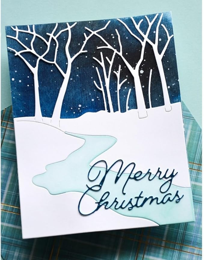 Mvchifay Cutting Dies Happy Birthday Metal Stencils Scrapbooking Tool DIY Emboss Paper Card Making (Roads and Trees-11x14cm)