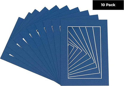 6x8 Mat for 8x10 Frame - Precut Mat Board Acid-Free Show Kit with Backing Board, and Clear Bags Royal Blue 6x8 Photo Matte Made to Fit a 8x10 Picture Frame Matboard for Framing, Pack of 10 Mats