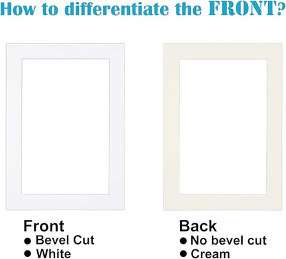Egofine 5x7 White Picture Mats Pack of 14, Frame Mattes for 4x6 Pictures, Acid Free, 1.2mm Thickness, with Core Bevel Cut
