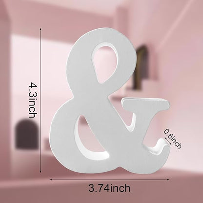Wood Letters 4.3 Inch, White Unfinished Wood Letters for Graft, Wooden Letters for Wall Decor, Standing Letters for Bedroom, Home, Birthday, Party, DIY Graft (&)