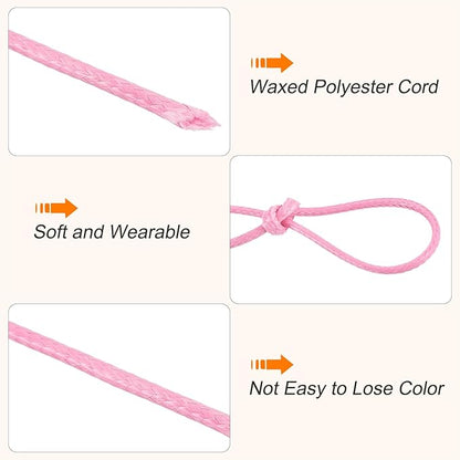 MECCANIXITY Waxed Cord 0.8mm Waxed Polyester Cord 175 Yard Wax String for Bracelet Making,Necklaces, Beading,Jewelry Making and DIY Crafts(Dark Pink)