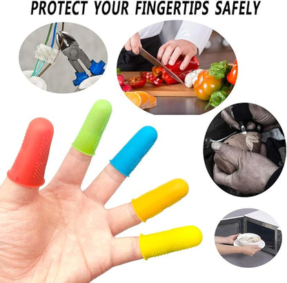 15 Pack Silicone Hot Glue Gun Finger Caps, 5 colors Finger Guard Protectors or Hot Glue Wax Rosin Resin Honey Adhesives Scrapbooking Sewing in 3 Sizes-Red/Blue/Yellow/Orange/Green