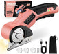 Cordless Electric Scissors: 4V Rechargeable Cardboard Cutter, 3 Blades, Safety Lock & LED Light, Box Cutter for Carton Carpet Plastic Fabric Leather (Pink)
