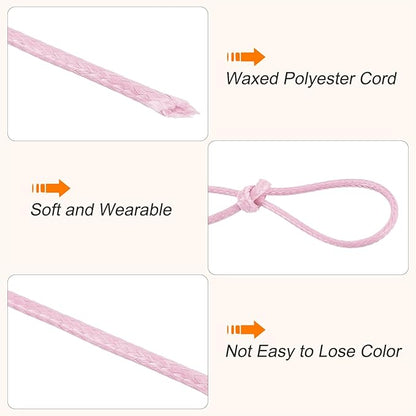 MECCANIXITY Waxed Cord 0.8mm Waxed Polyester Cord 175 Yard Wax String for Bracelet Making,Necklaces, Beading,Jewelry Making and DIY Crafts(Light Pink)