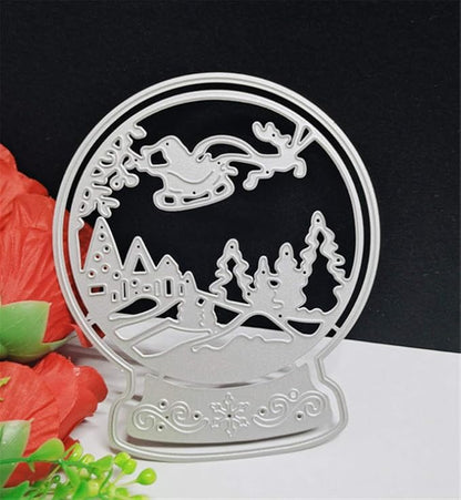 Metal Cutting Dies DIY Merry Christams Embossing Stencil Template Scrapbooking Card Making Mold Photo Album Arts Crafts Tools (Christmas Sleigh ball-11x13.1cm)
