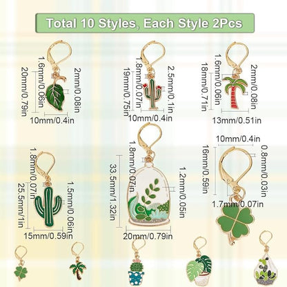 SUNNYCLUE 1 Box 20Pcs Stitch Markers Cute Lobster Clasp Charms Green Plants Cactus Crochet Stitch Marker Removable Knitting Stitch Markers Metal Crocheting Markers for Sewing Weaving Knit Threading