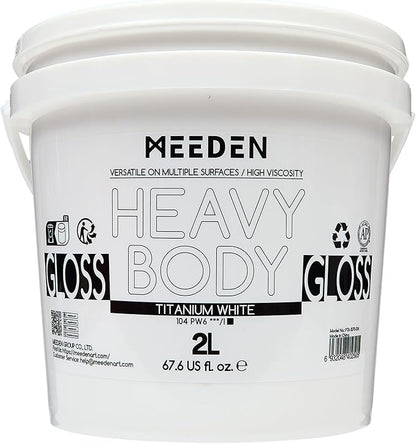 MEEDEN Titanium White Acrylic Paint: 2L/67.64oz/0.53 gal Heavy Body Gloss - 0.528 Gallon Bulk Thick White Paint for Canvas Crafts Painting