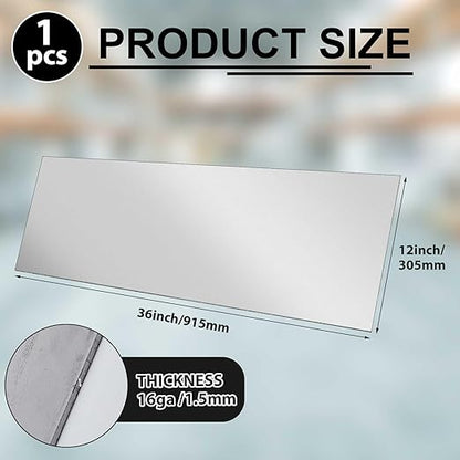 1 Pcs 16 Gauge 12 x 36 Inch Metal Steel Sheet Steel Plate Mild Carbon Cold Rolled Square Weldable Metal Panels for Outside Industrial DIY Use Projects Weld Accessories