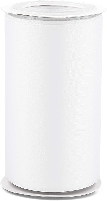 Humphrey's Craft 4 Inch White Double Faced Satin Ribbon - 5 Yards White Ribbon for Crafts Gift Wrapping Cutting Ceremony Decoration Sewing Chair Sash Wedding and Dining Tables.