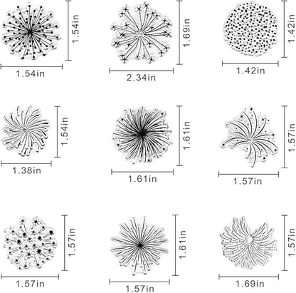 Christmas Firework Star Clear Stamps for Card Making, Snowflake Happy New Year Clear Rubber Stamps Silicone Reusable Stamp for DIY Scrapbooking Paper Craft Album Decoration